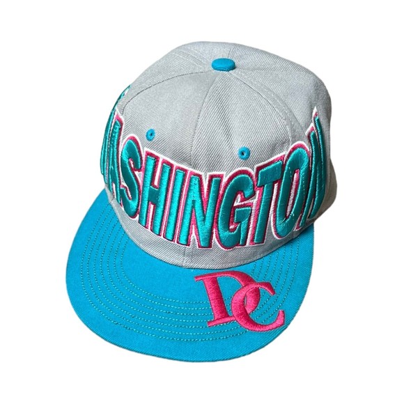City Hunter Washington DC Turquoise Pink Gray Embroidered Snap Back Hat Cap - Picture 2 of 10